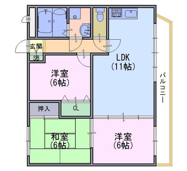 グランデール21(3LDK/3階)の間取り写真