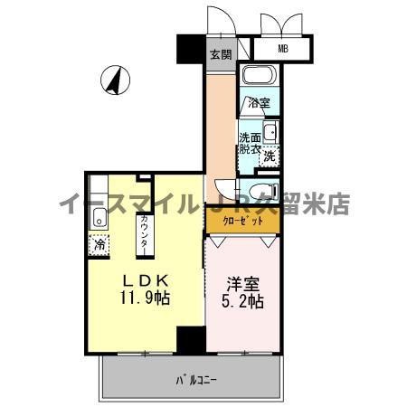 グランドウェルストーン(1LDK/5階)の間取り写真
