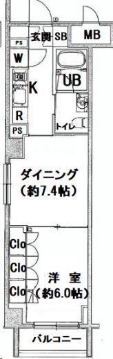 フィース水天宮前(1DK/3階)の間取り写真