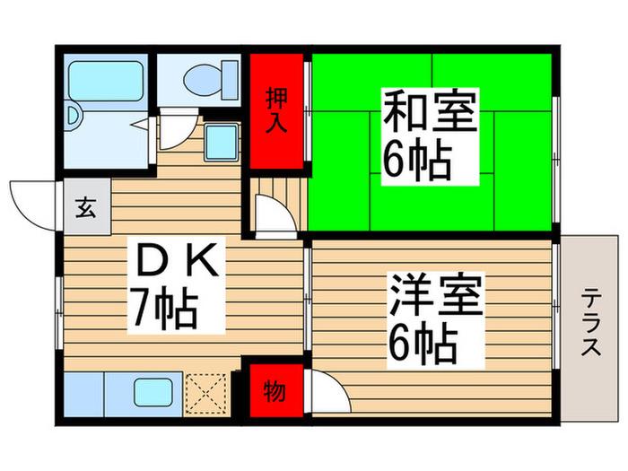 メゾンドールフジ(2DK/1階)の間取り写真