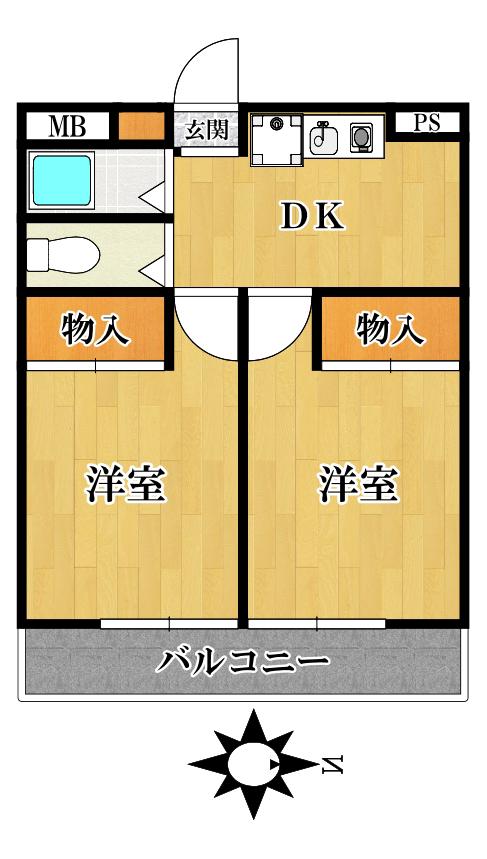 スカイコート品川第2(2DK/5階)の間取り写真
