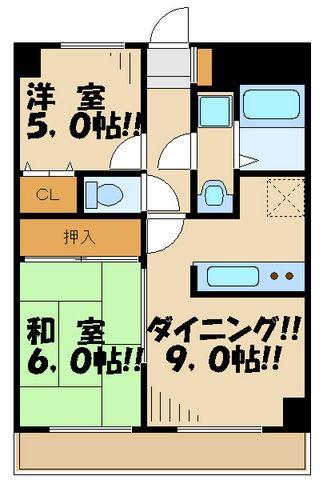 アヴェニュー桜上水(2LDK/6階)の間取り写真
