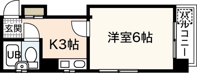 WING舟入(1K/2階)の間取り写真