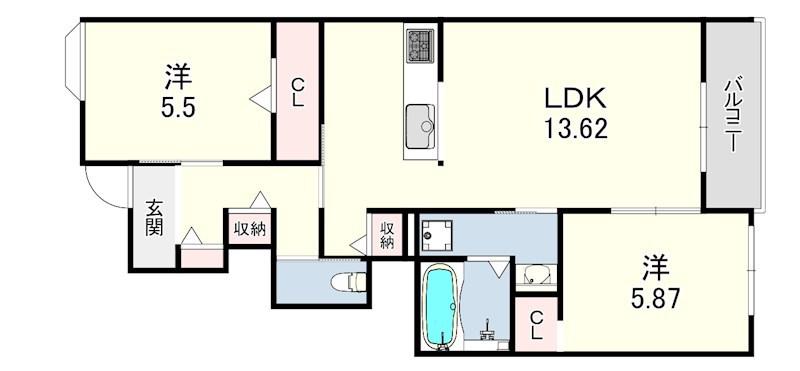 1 MAISON西昆陽(2LDK/1階)の間取り写真