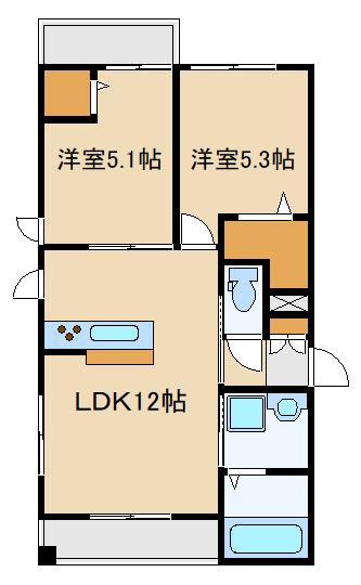 PARK城北氷川台(2LDK/2階)の間取り写真