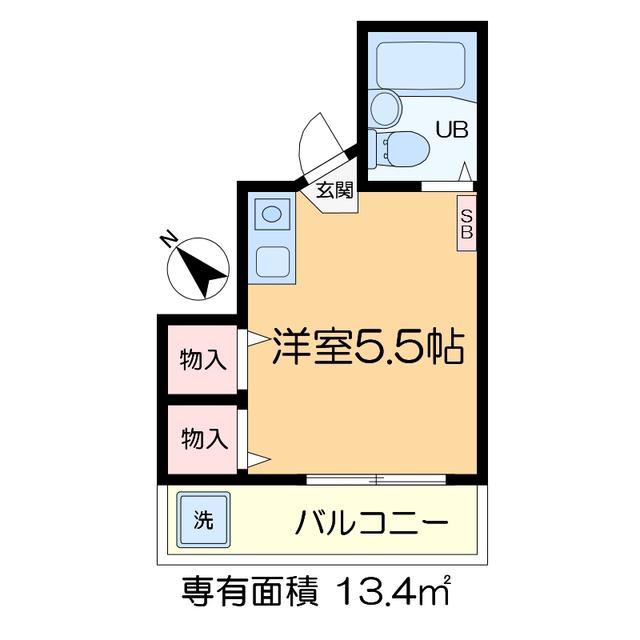 KOSMY岡山(ワンルーム/2階)の間取り写真