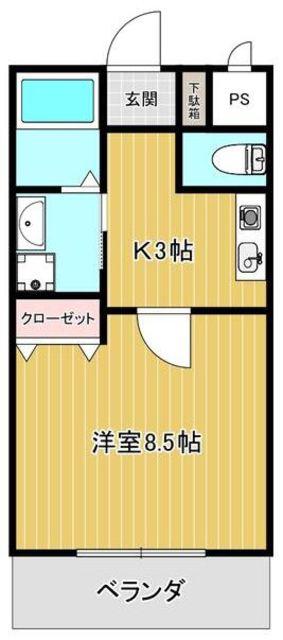 フィオーレ(1K/3階)の間取り写真