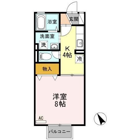 アムール小白川(1K/2階)の間取り写真