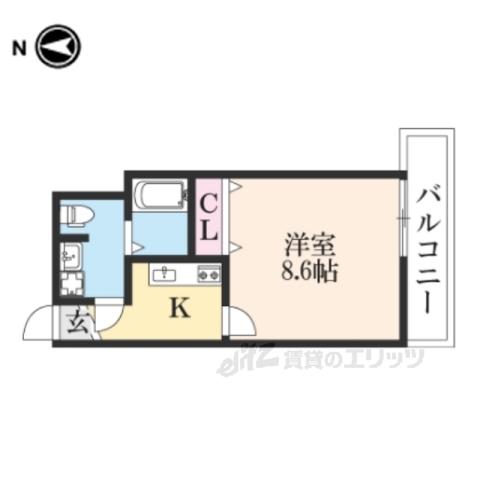 マナーズハウス山科駅前2(1K/2階)の間取り写真