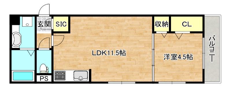 アビタシオン加美北(1LDK/3階)の間取り写真
