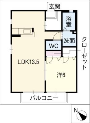 ライブリーII(1LDK/1階)の間取り写真