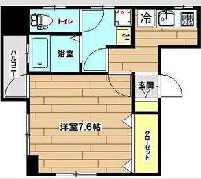 リディアランス上町台(1K/5階)の間取り写真