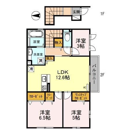 グランモート(3LDK/2階)の間取り写真
