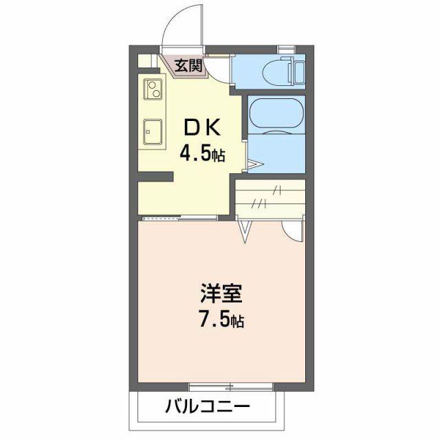フレグランスしんC(1DK/1階)の間取り写真