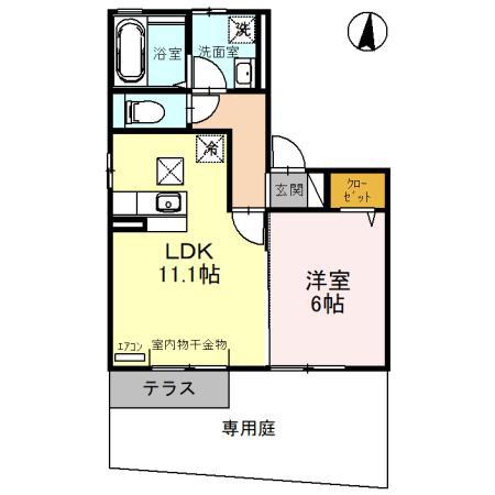 メゾンヒロ(1LDK/1階)の間取り写真