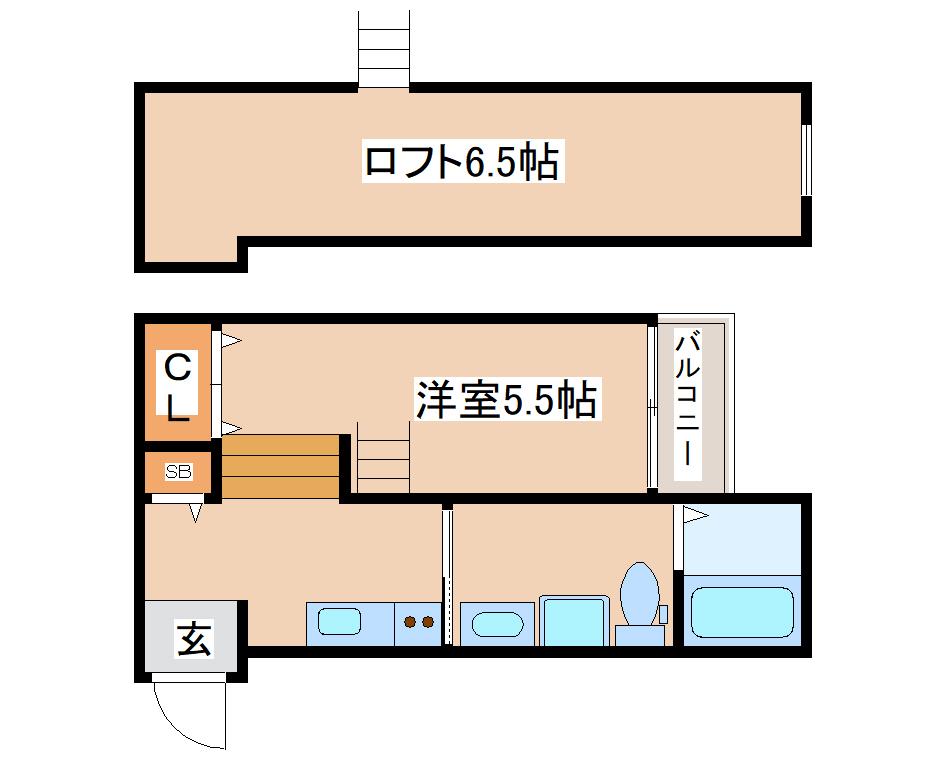 プログレス鷹取(1K/1階)の間取り写真