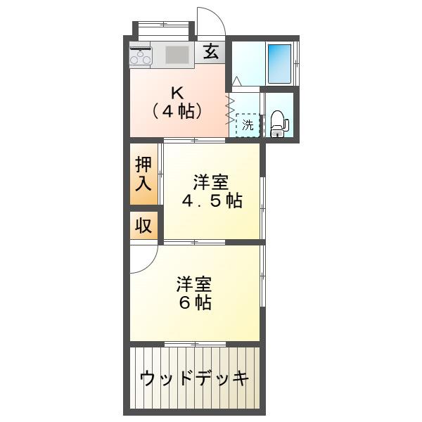 太田アパート(2K/1階)の間取り写真