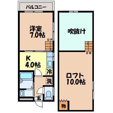 サンフラワー千歳(1K/2階)の間取り写真