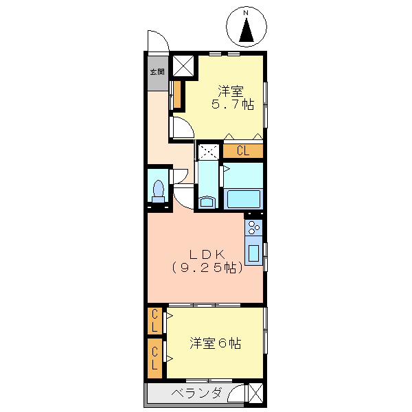 フラワーメゾン立花(2LDK/1階)の間取り写真