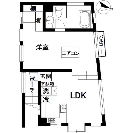 西原STUDIOII(1LDK/2階)の間取り写真
