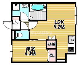 REVITA野崎(1LDK/1階)の間取り写真