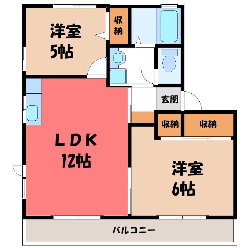 エスぺランサA(2LDK/1階)の間取り写真