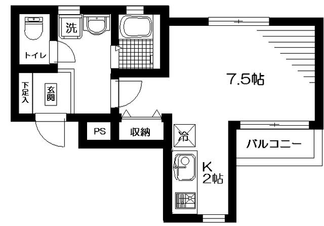 山手曙橋マンション(ワンルーム/2階)の間取り写真