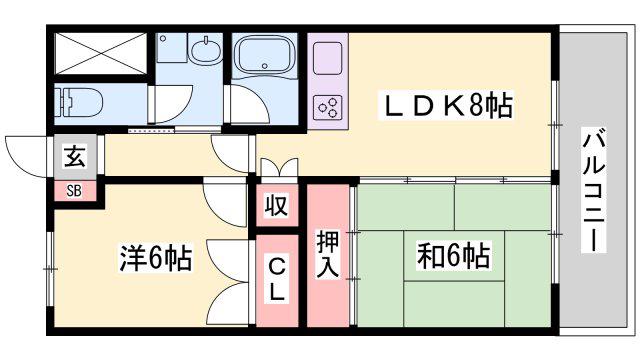 大歳マンション(2LDK/2階)の間取り写真