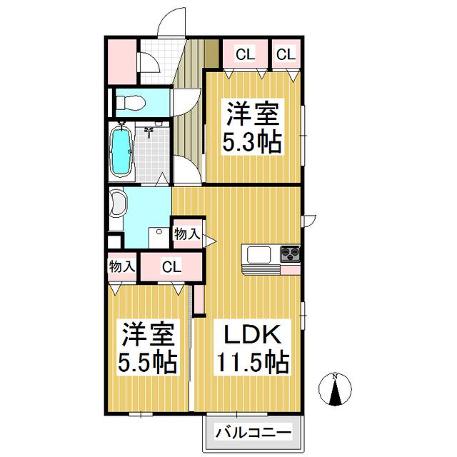 ANGELITE A(2LDK/1階)の間取り写真
