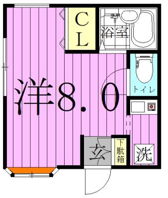 グレイシャス矢切II(ワンルーム/1階)の間取り写真