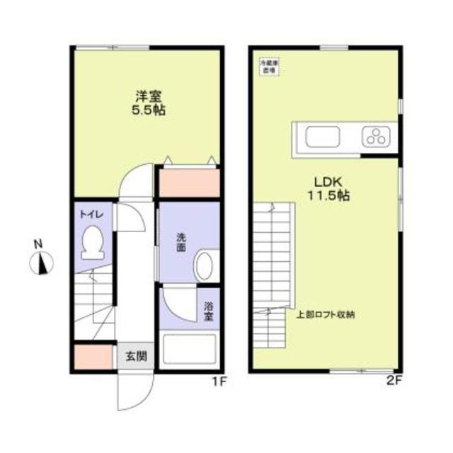 LIAISON B棟(1LDK/1階)の間取り写真
