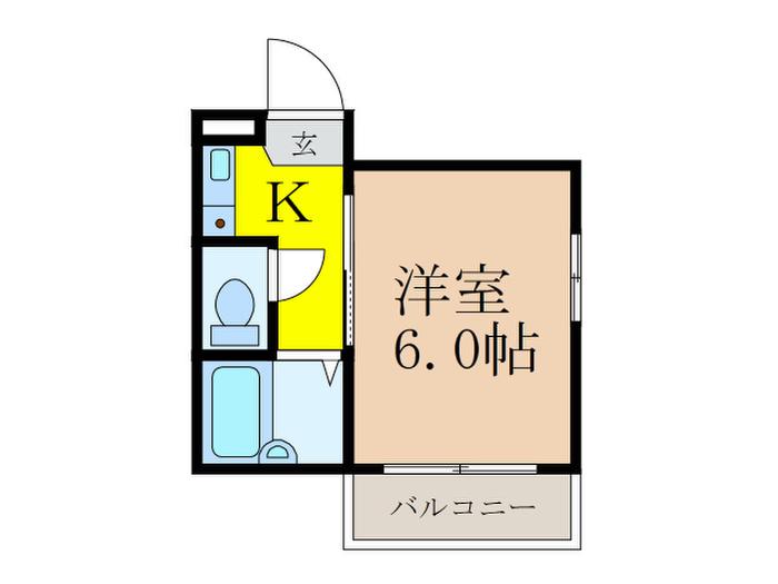 グランディール(1K/4階)の間取り写真