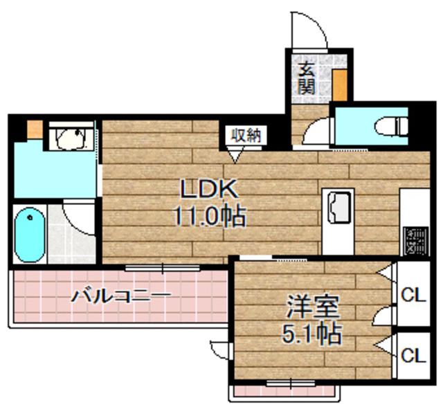 ティーエヌ伍番館(1LDK/2階)の間取り写真