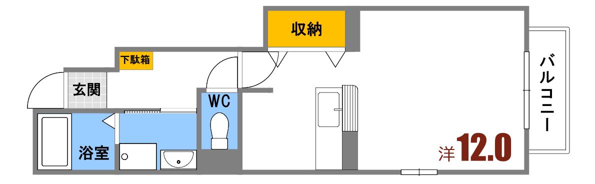 アヴェニュースクエアB(ワンルーム/1階)の間取り写真