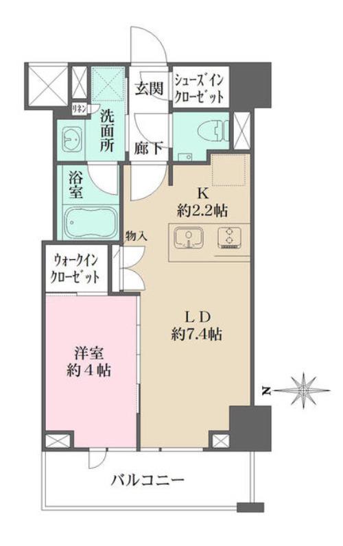 ザ・パークワンズ深川門前仲町(1LDK/7階)の間取り写真