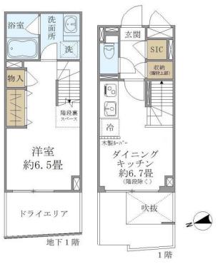 ティーズスクエア神楽坂(1DK/B1階)の間取り写真