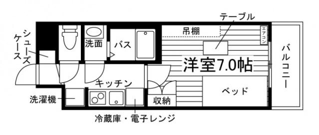 UNI ETERNA 福井乾徳(1K/3階)の間取り写真