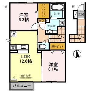 メゾン・マグノリア(2LDK/2階)の間取り写真