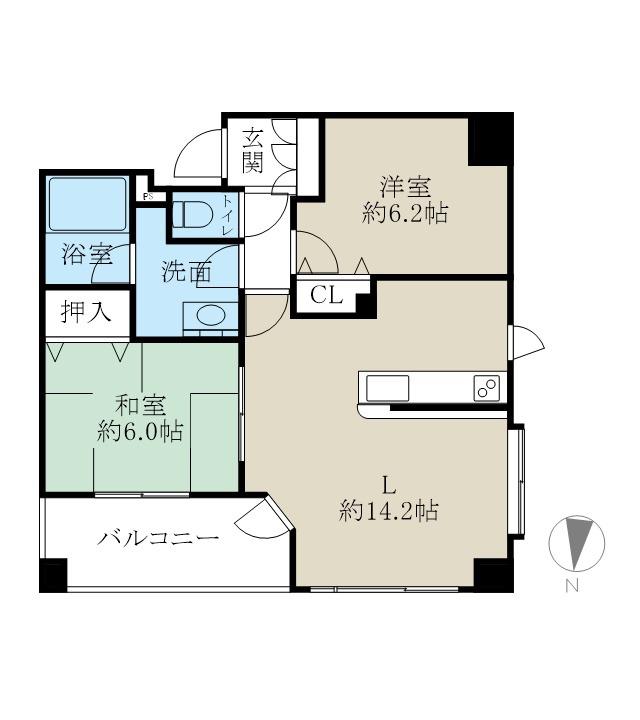 Dクラディア米山ステーションフォート(2LDK/9階)の間取り写真