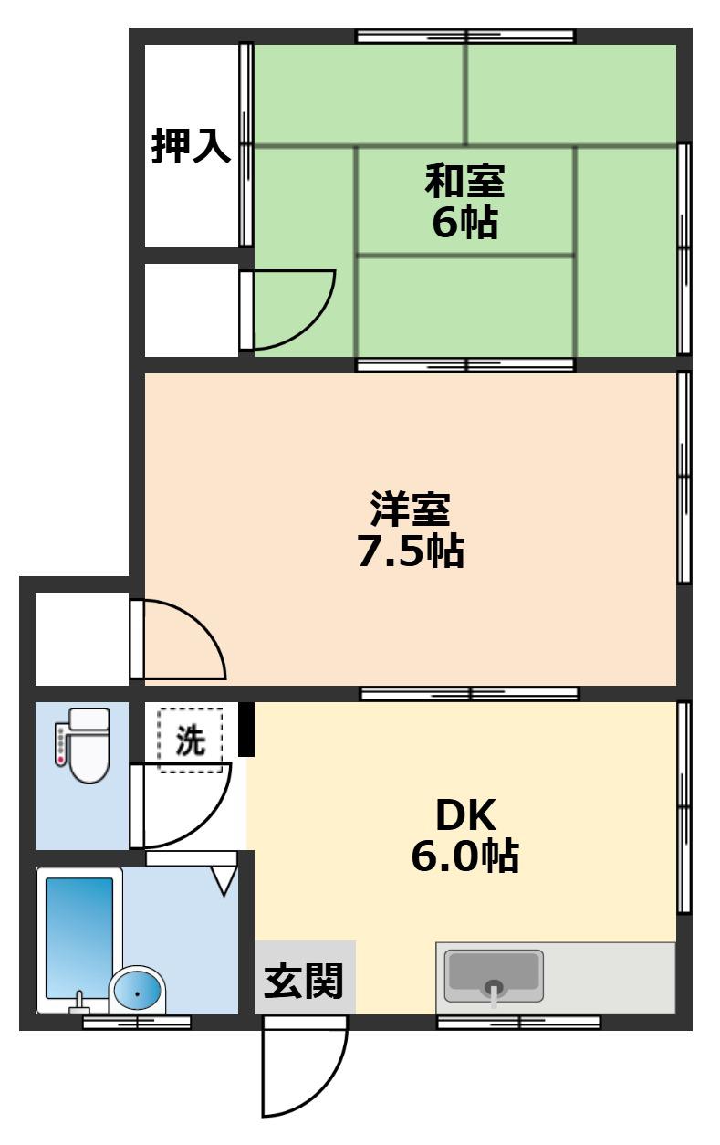 ハイツ渡辺(2DK/1階)の間取り写真
