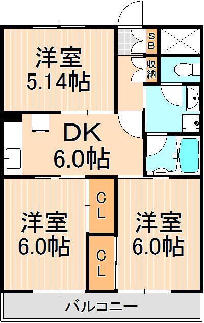 プラザEM(2LDK/3階)の間取り写真