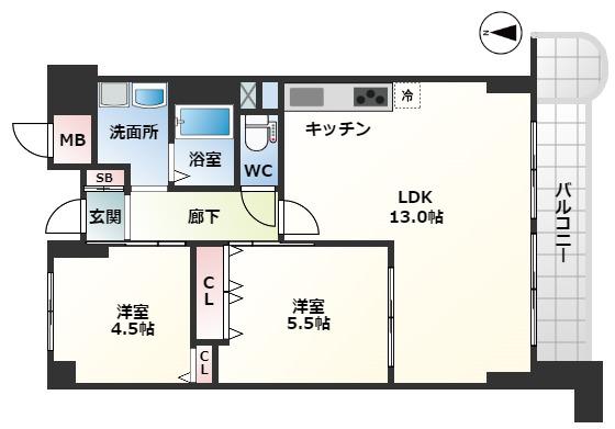ARBRE JOTO(2LDK/3階)の間取り写真