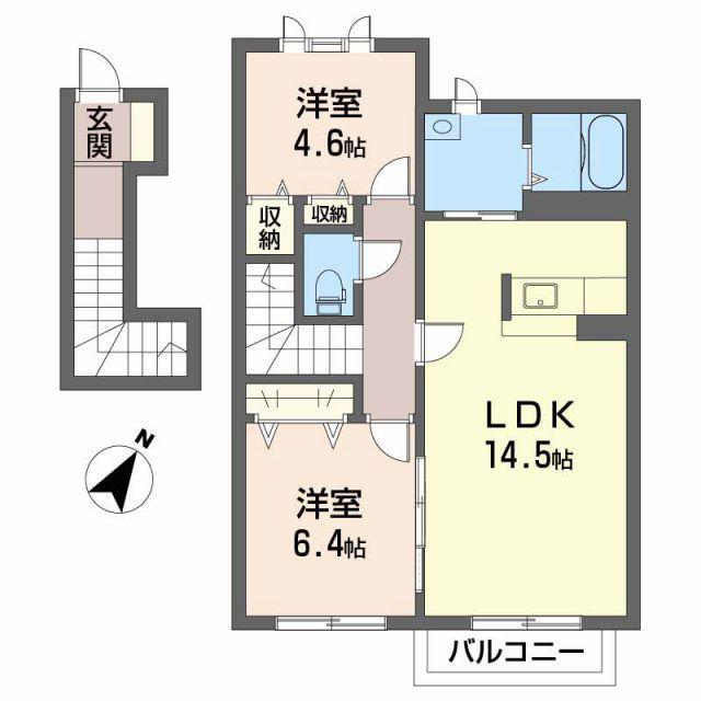タウン表参道C棟(2LDK/2階)の間取り写真