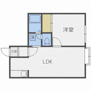 ハーモニーふしこ(1LDK/2階)の間取り写真