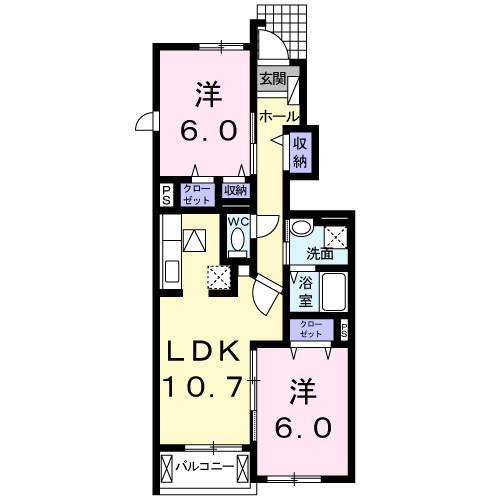 メゾンクレールII(2LDK/1階)の間取り写真