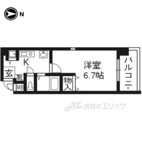エイペックス京都御所北1102(1K/1階)の間取り写真