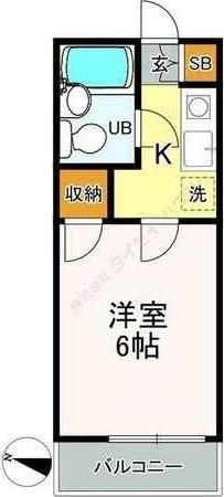 ビラ高品(1K/2階)の間取り写真