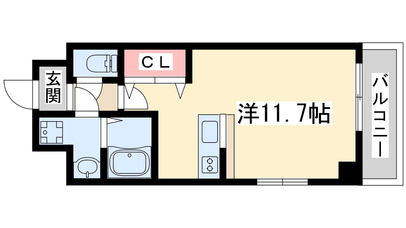 グルーヴ江坂(ワンルーム/3階)の間取り写真