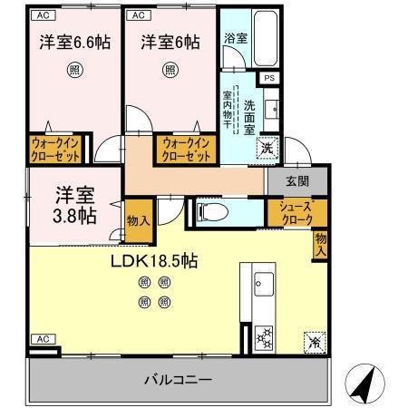 TORISIA平和(3LDK/3階)の間取り写真