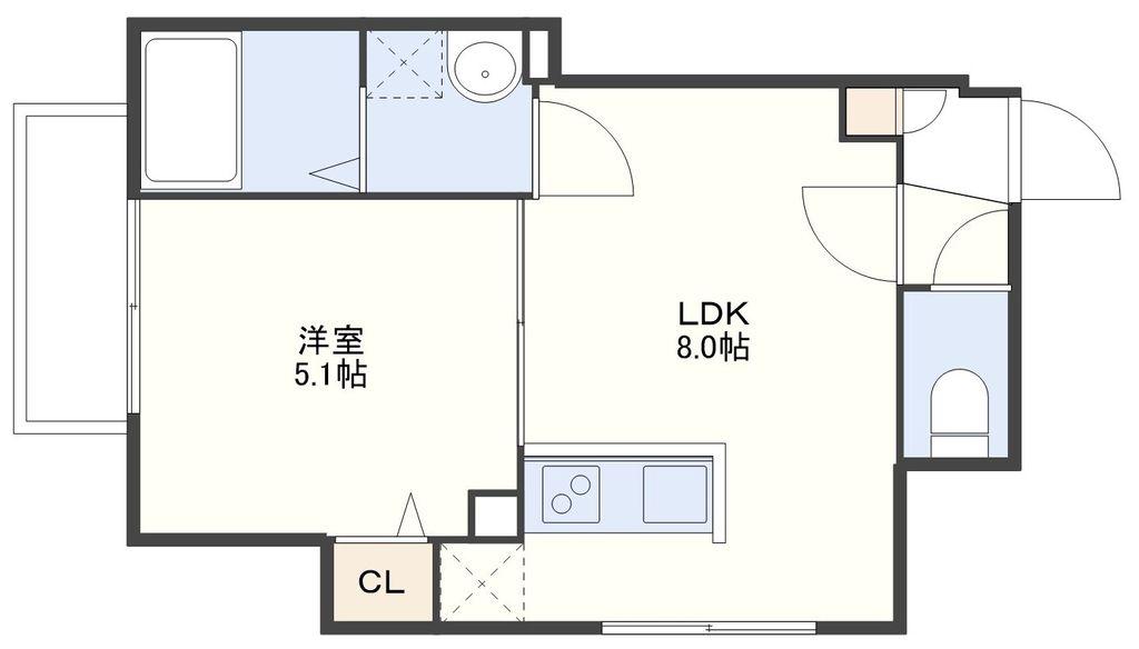 プレジール油木(1LDK/3階)の間取り写真